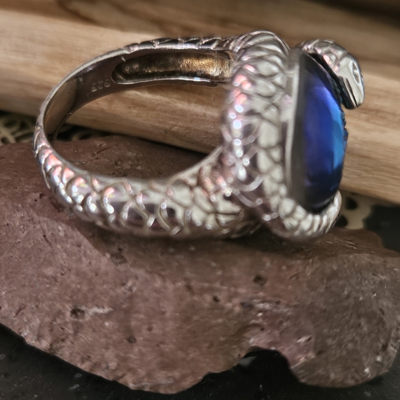 Amazing Vintage Sterling Silver Druzy Snake Ring - Picture 9 of 9